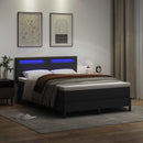 vidaXL Boxrugós ágy matracmal fejtámlával Fekete 160 x 200 cm Műbőr