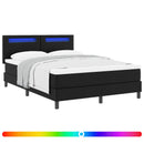 vidaXL Boxrugós ágy matracmal fejtámlával Fekete 160 x 200 cm Műbőr