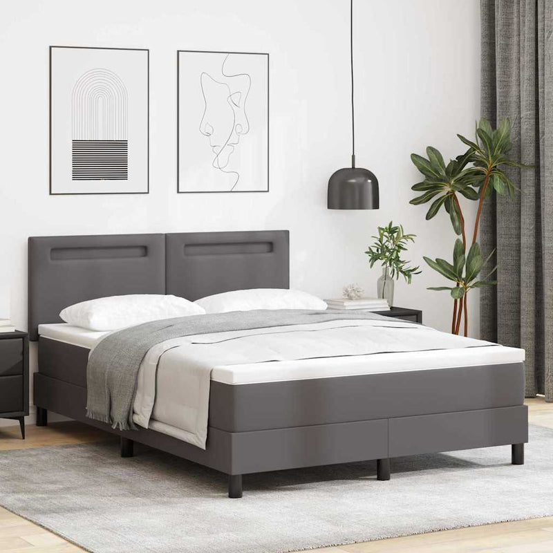 vidaXL Ágykeret matraccal matracmal Szürke 160 x 200 cm Műbőr
