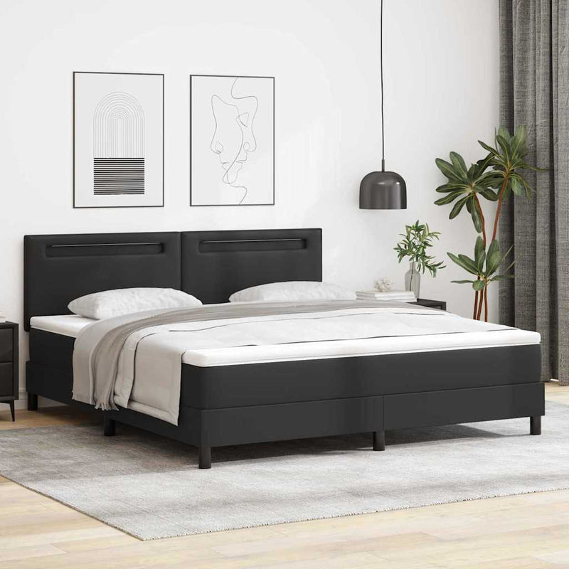 vidaXL Ágykeret matraccal matracmal Fekete 180 x 200 cm Műbőr