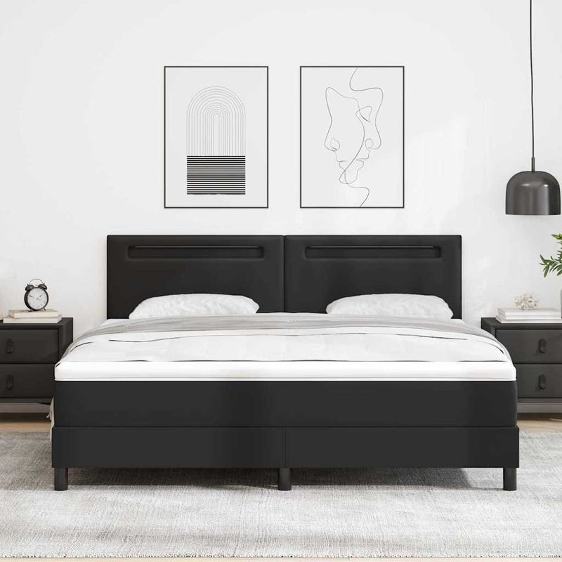 vidaXL Ágykeret matraccal matracmal Fekete 180 x 200 cm Műbőr