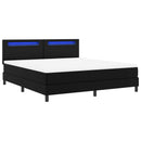 vidaXL Boxrugós ágy LED szalagokkal Fekete 180 x 200 cm Műbőr