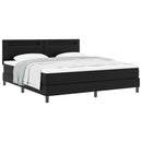 vidaXL Boxrugós ágy LED szalagokkal Fekete 180 x 200 cm Műbőr