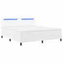 vidaXL Boxrugós ágy matracmal fejtámlával Fehér 180 x 200 cm Műbőr