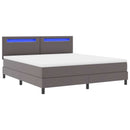 vidaXL Boxrugós ágy matracmal fejtámlával Szürke 180 x 200 cm Műbőr