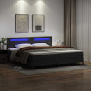 vidaXL Boxrugós ágy matracmal leddel Fekete 200 x 200 cm Műbőr