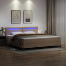 vidaXL Boxrugós ágy matracmal leddel Cappuccino 200 x 200 cm Műbőr