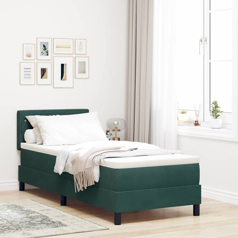 vidaXL Rugós ágy matraccal matracmal Sötétzöld 80 x 200 cm szövet