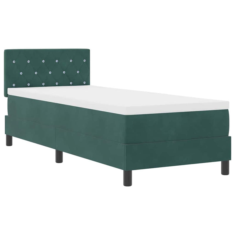 vidaXL Rugós ágy matraccal matracmal Sötétzöld 80 x 200 cm szövet