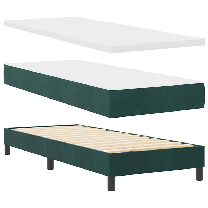 vidaXL Rugós ágy matraccal matracmal Sötétzöld 80 x 200 cm szövet