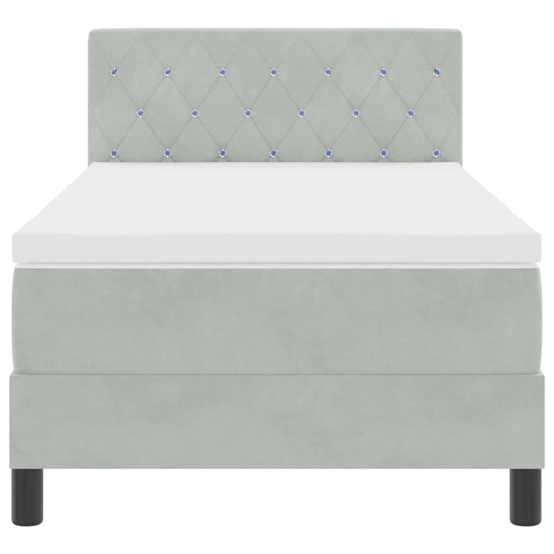 vidaXL Rugós ágy matraccal matracmal Világosszürke 90 x 190 cm szövet