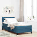 vidaXL Boxrugós ágy matracmal Sötét kék 90 x 190 cm Bársony