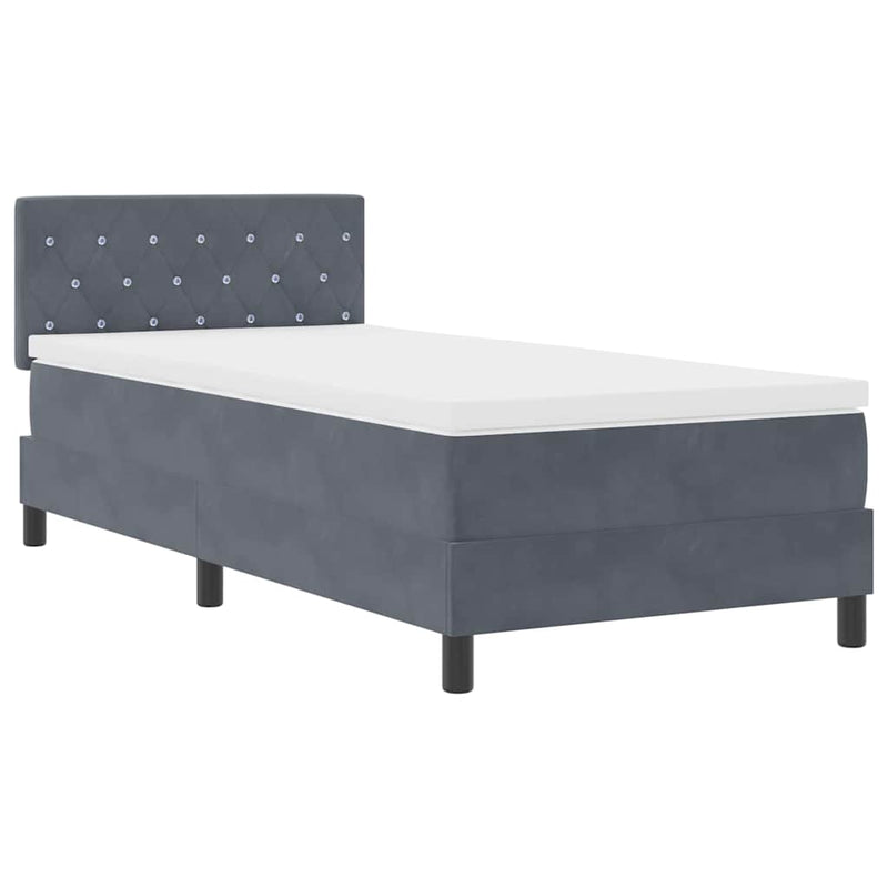 vidaXL Rugós ágy matraccal matracmal Sötétszürke 90 x 200 cm szövet