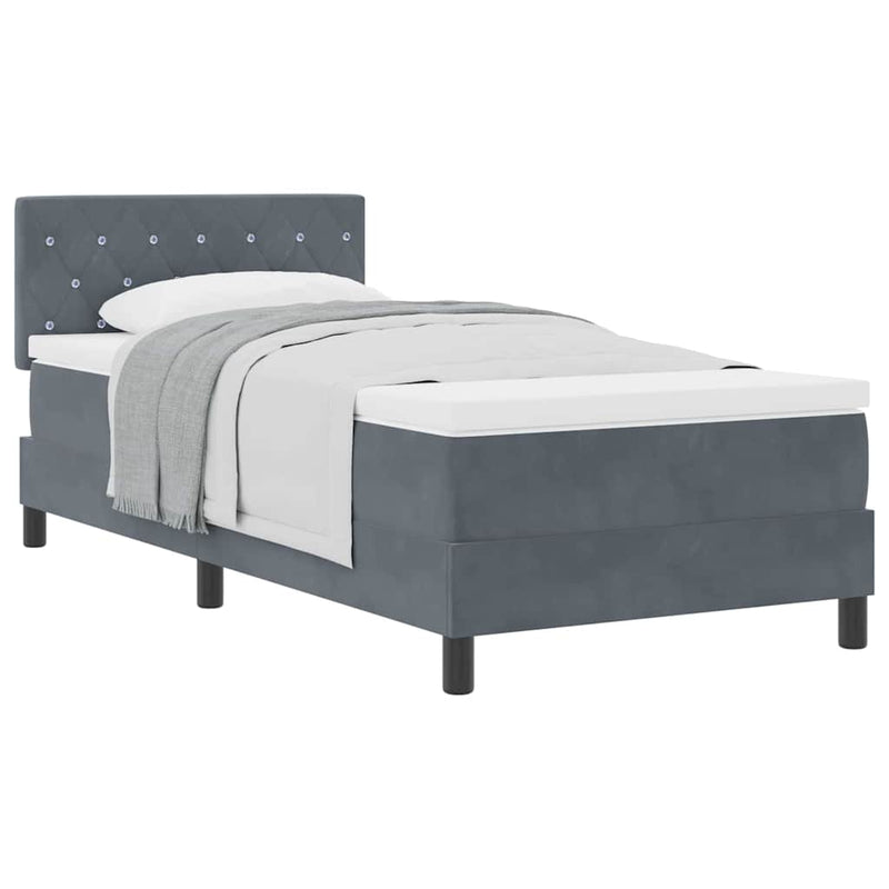vidaXL Rugós ágy matraccal matracmal Sötétszürke 90 x 200 cm szövet