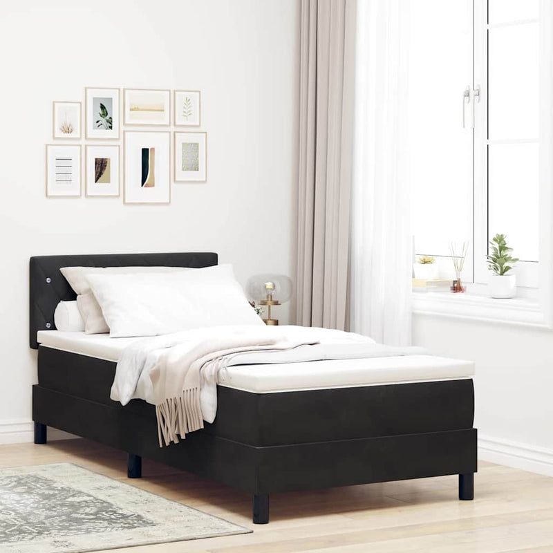 vidaXL Rugós ágy matraccal matracmal Fekete 90 x 200 cm szövet