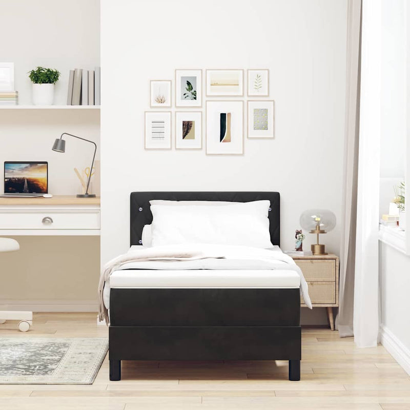 vidaXL Rugós ágy matraccal matracmal Fekete 90 x 200 cm szövet
