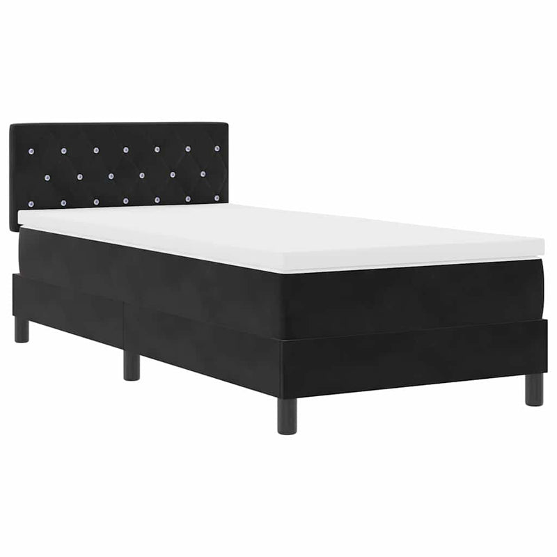 vidaXL Rugós ágy matraccal matracmal Fekete 90 x 200 cm szövet