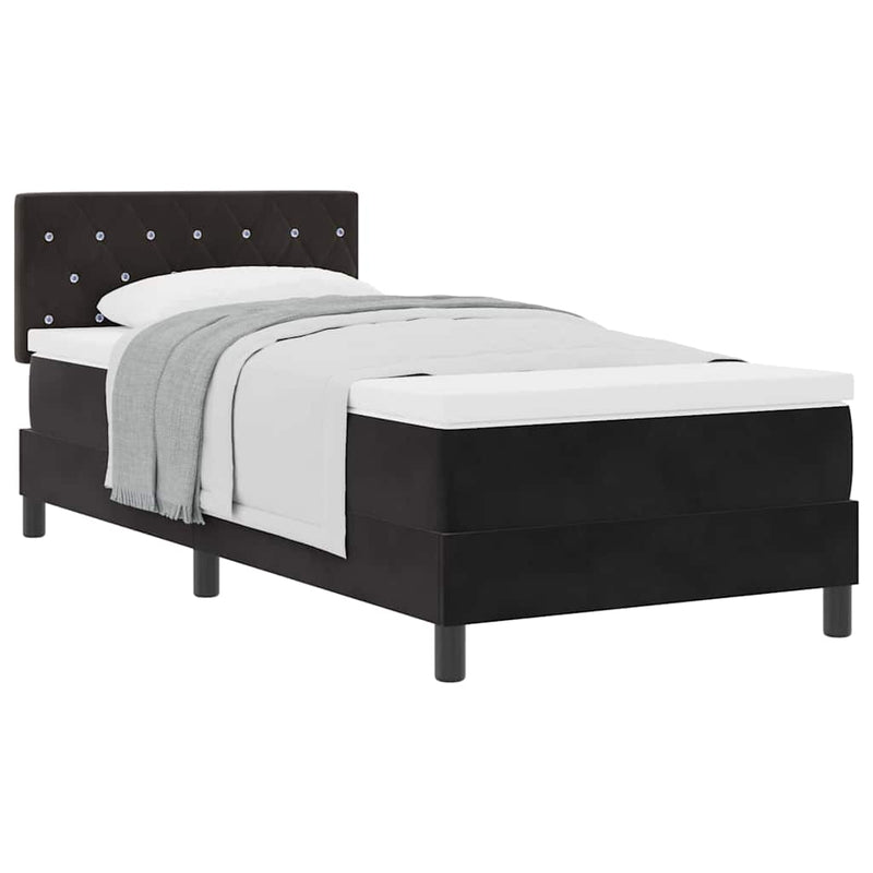 vidaXL Rugós ágy matraccal matracmal Fekete 90 x 200 cm szövet