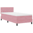 vidaXL Boxrugós ágy matracmal Rózsaszín 90 x 200 cm Bársony