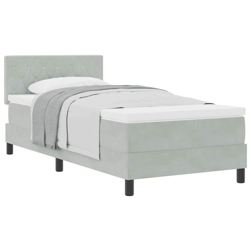vidaXL Rugós ágy matraccal matracmal Világosszürke 100 x 200 cm szövet