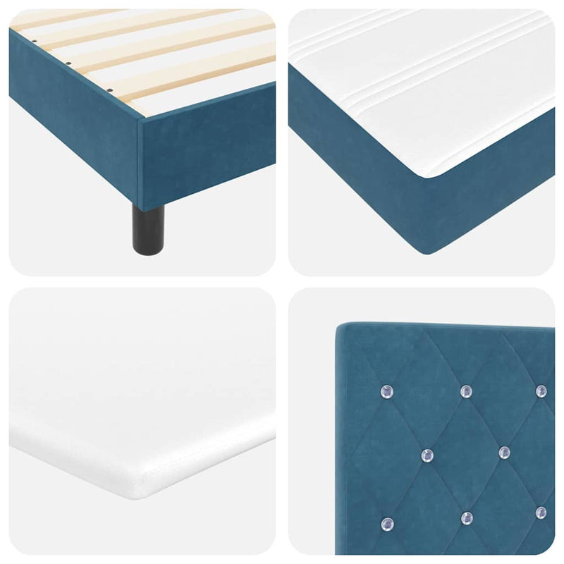 vidaXL Rugós ágy matraccal matracmal Sötét kék 100 x 200 cm szövet