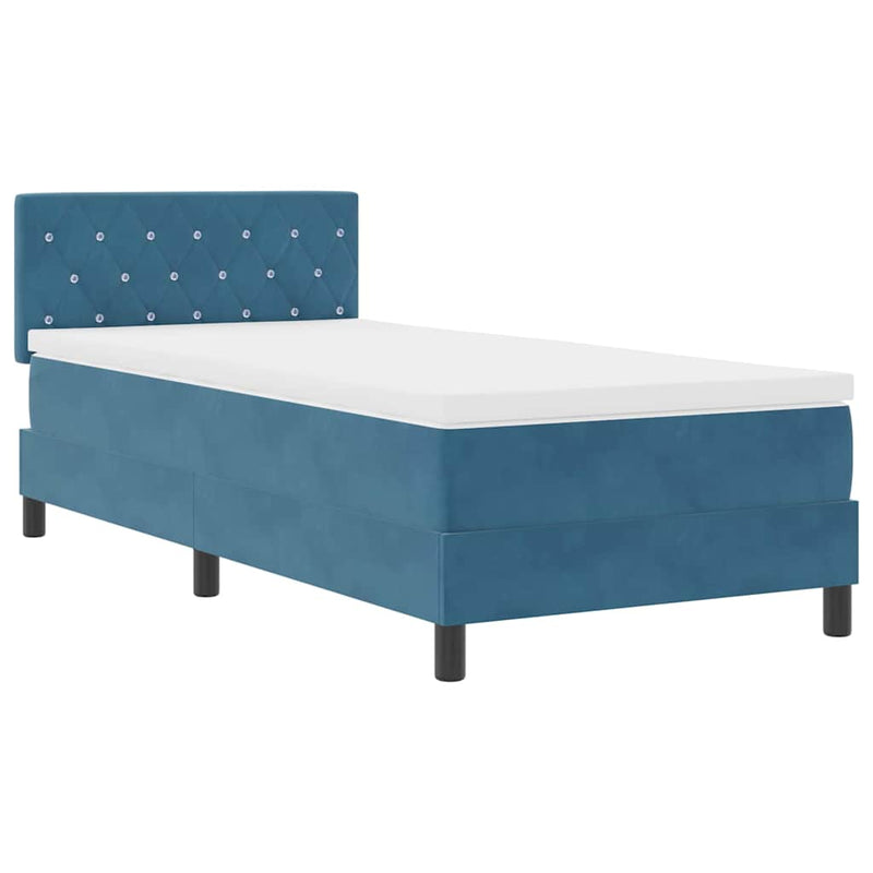 vidaXL Rugós ágy matraccal matracmal Sötét kék 100 x 200 cm szövet