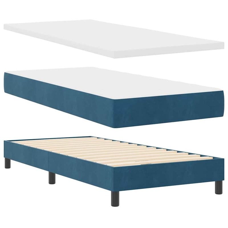 vidaXL Rugós ágy matraccal matracmal Sötét kék 100 x 200 cm szövet