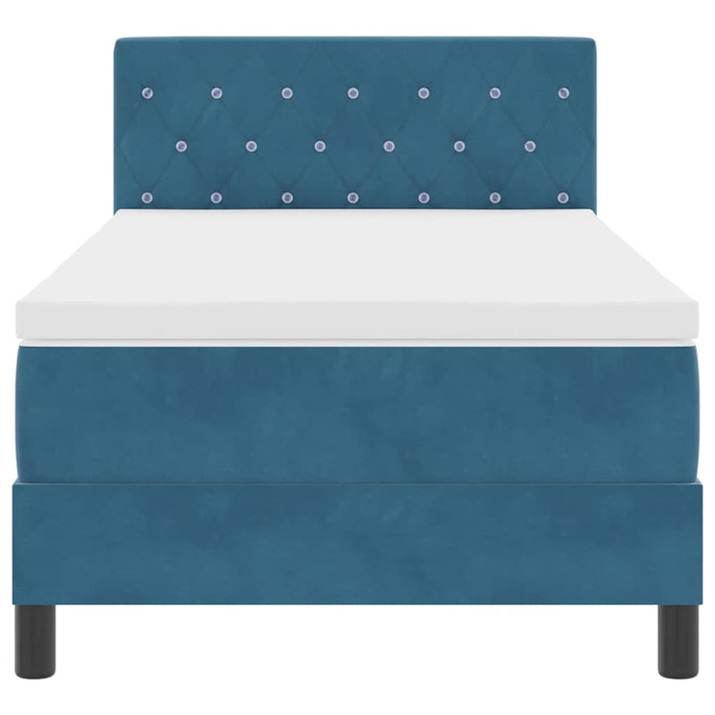 vidaXL Rugós ágy matraccal matracmal Sötét kék 100 x 200 cm szövet