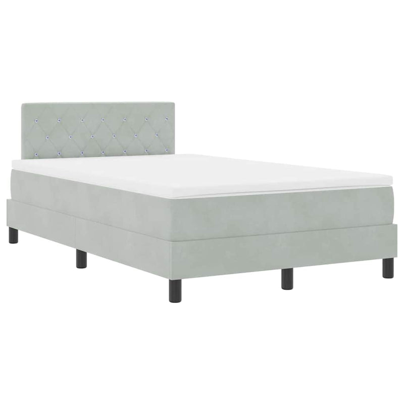 vidaXL Rugós ágy matraccal matracmal Világosszürke 120 x 190 cm szövet