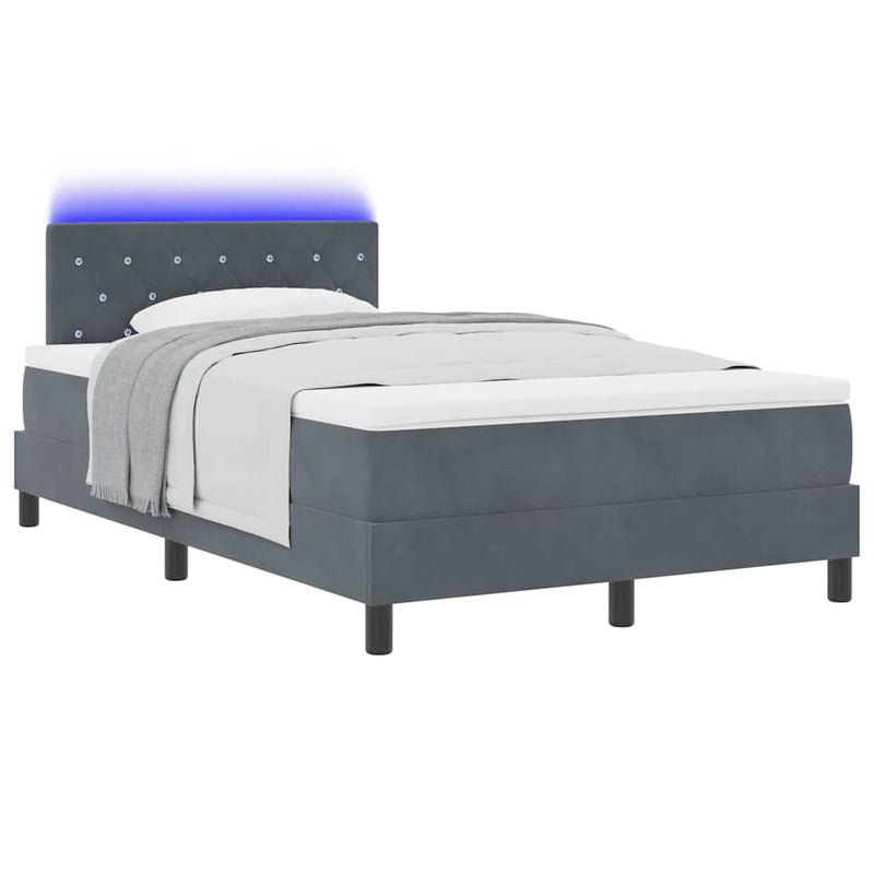vidaXL Rugós ágy matraccal matracmal Sötétszürke 120 x 190 cm szövet