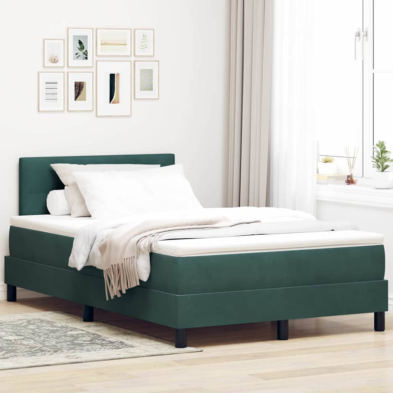 vidaXL Rugós ágy matraccal matracmal Sötétzöld 120 x 190 cm szövet