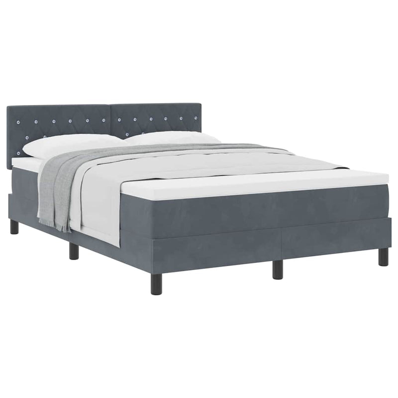vidaXL Rugós ágy matraccal matracmal Sötétszürke 140 x 190 cm szövet