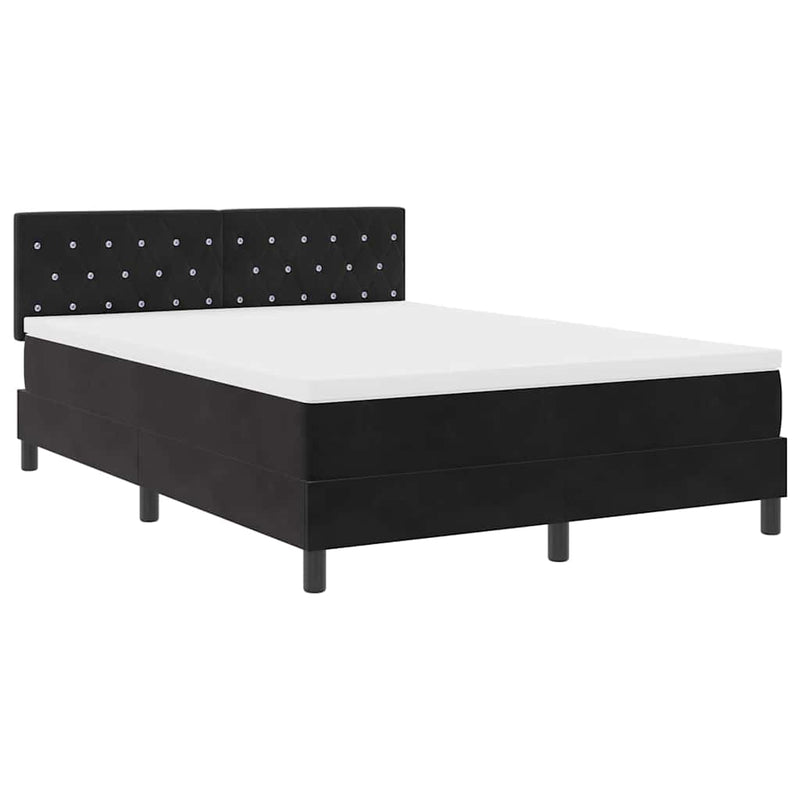 vidaXL Rugós ágy matraccal matracmal Fekete 140 x 190 cm szövet