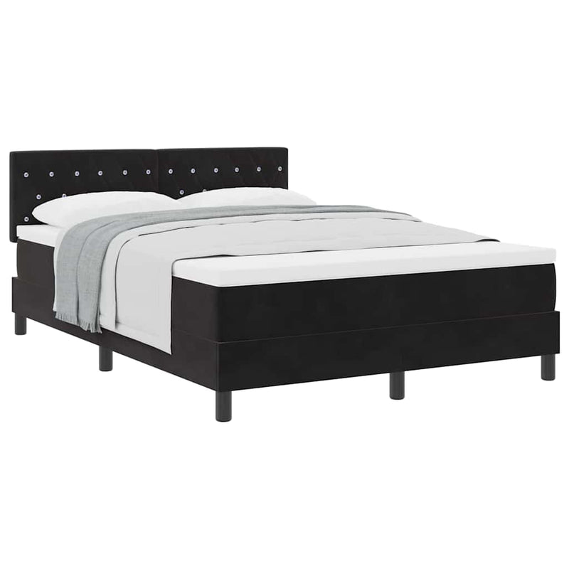 vidaXL Rugós ágy matraccal matracmal Fekete 140 x 190 cm szövet