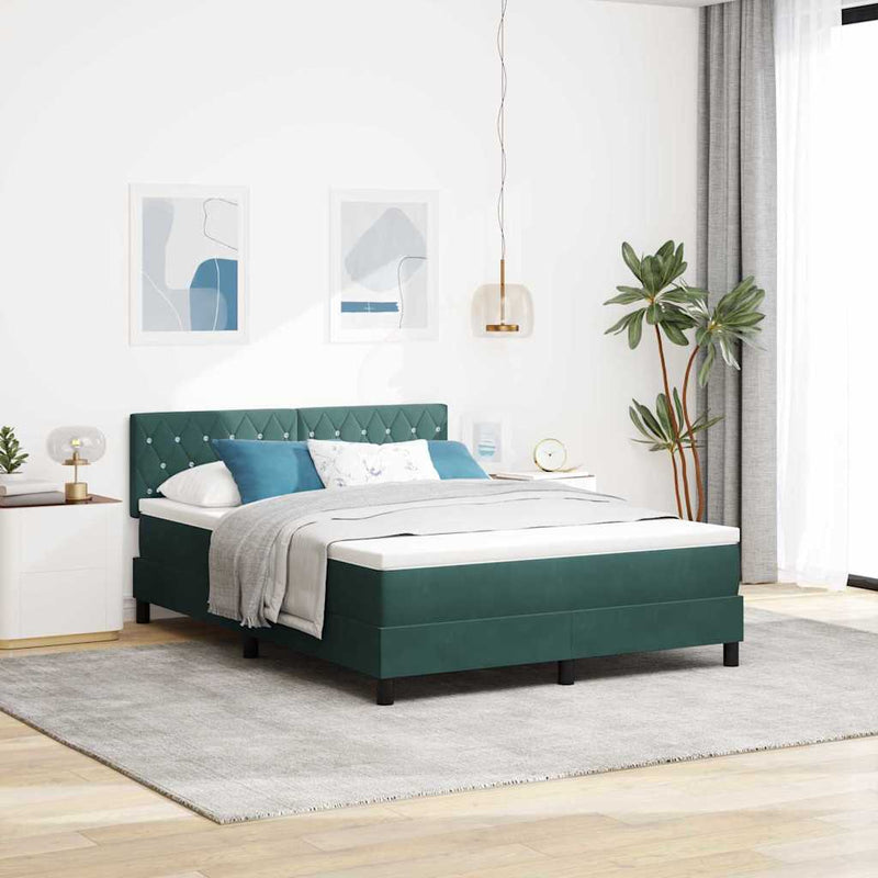vidaXL Rugós ágy matraccal matracmal Sötétzöld 140 x 190 cm szövet