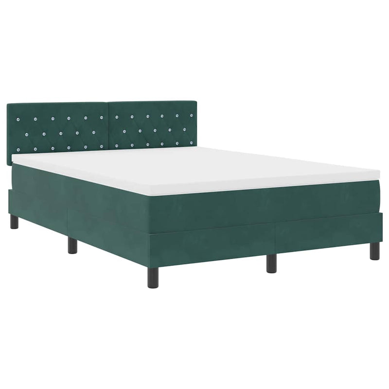 vidaXL Rugós ágy matraccal matracmal Sötétzöld 140 x 190 cm szövet