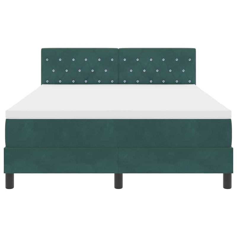 vidaXL Rugós ágy matraccal matracmal Sötétzöld 140 x 190 cm szövet