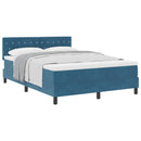 vidaXL Boxrugós ágy matracmal Sötét kék 140 x 190 cm Bársony