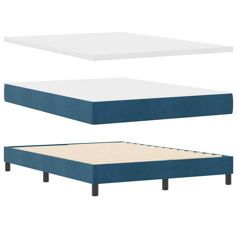 vidaXL Rugós ágy matraccal matracmal Sötét kék 140 x 190 cm szövet