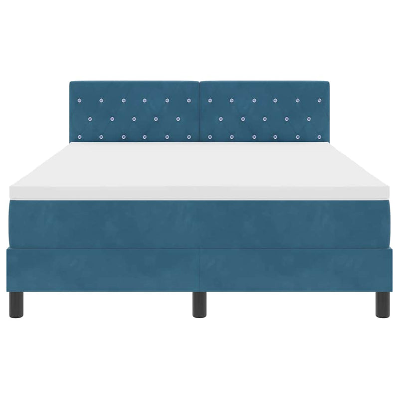 vidaXL Rugós ágy matraccal matracmal Sötét kék 140 x 190 cm szövet