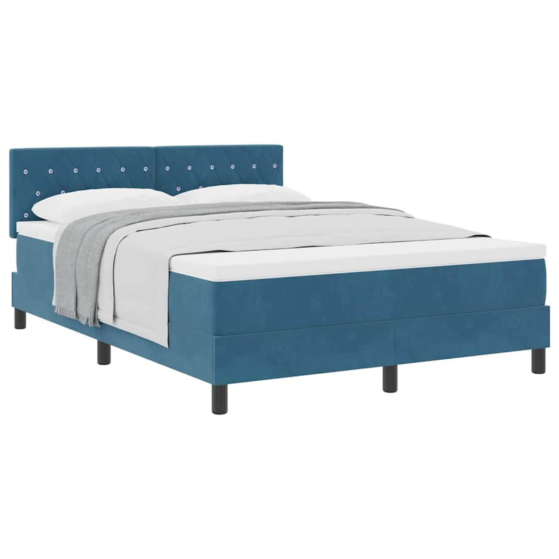 vidaXL Rugós ágy matraccal matracmal Sötét kék 140 x 190 cm szövet