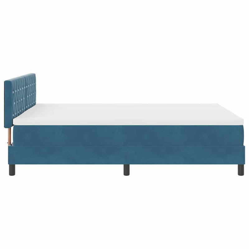 vidaXL Rugós ágy matraccal matracmal Sötét kék 140 x 190 cm szövet