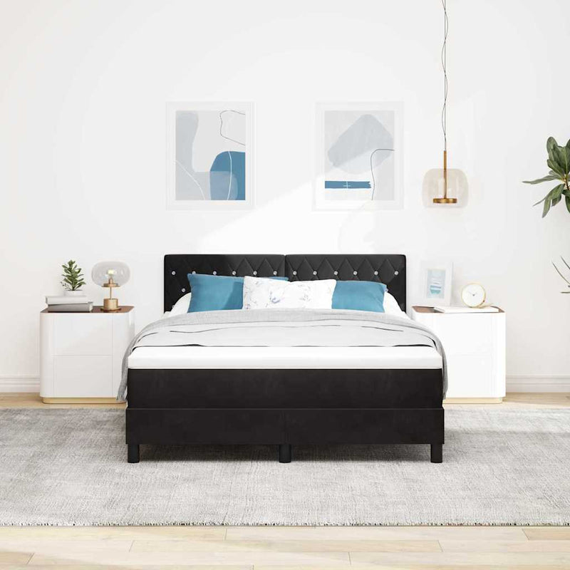 vidaXL Rugós ágy matraccal matracmal Fekete 140 x 200 cm szövet