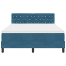 vidaXL Boxrugós ágy matracmal Sötét kék 160 x 200 cm Bársony
