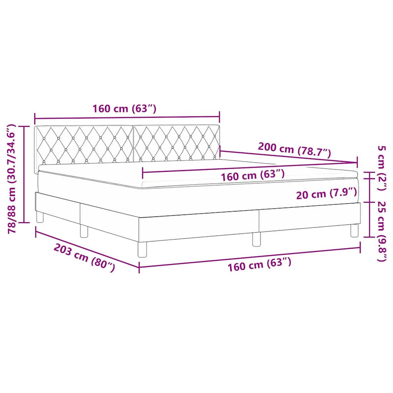 vidaXL Rugós ágy matraccal matracmal Sötétkék 160 x 200 cm szövet