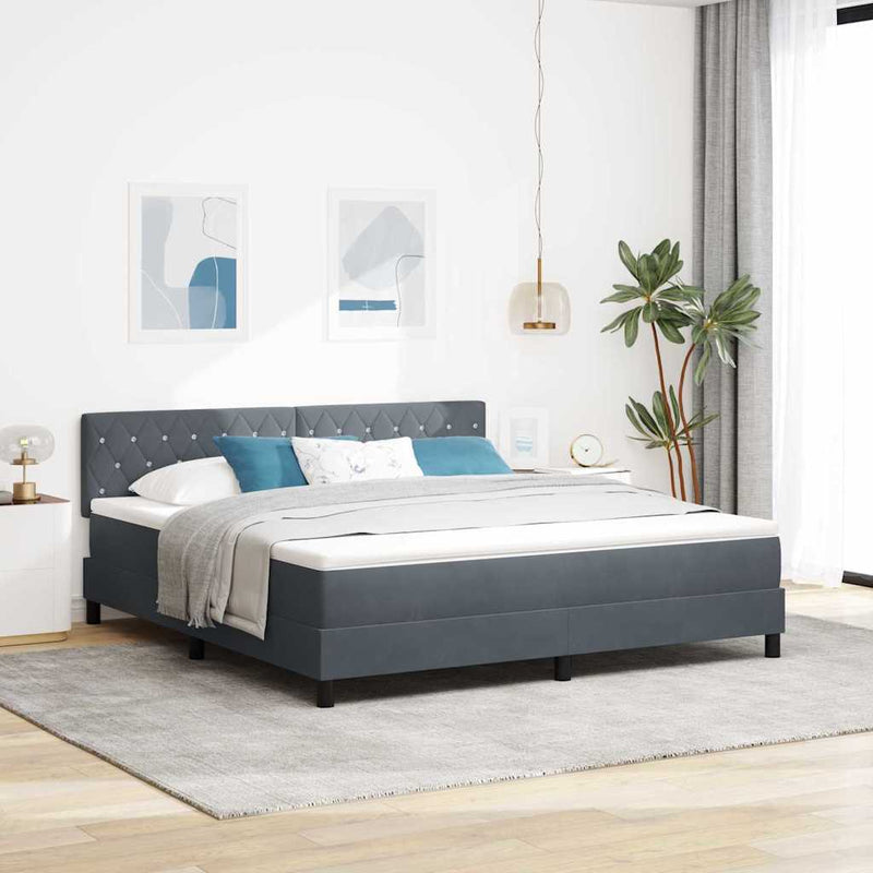 vidaXL Rugós ágy matraccal matracmal Sötétszürke 180 x 200 cm szövet