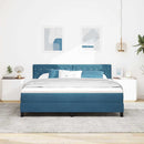 vidaXL Boxrugós ágy matracmal Sötét kék 180 x 200 cm Bársony