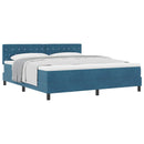 vidaXL Boxrugós ágy matracmal Sötét kék 180 x 200 cm Bársony