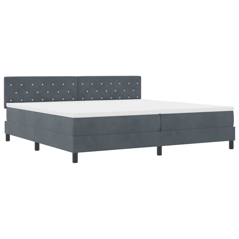 vidaXL Rugós ágy matraccal matracmal Sötétszürke 200 x 200 cm szövet