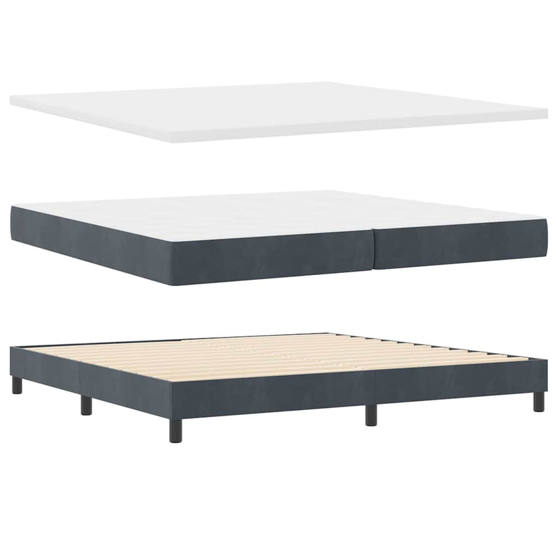 vidaXL Rugós ágy matraccal matracmal Sötétszürke 200 x 200 cm szövet